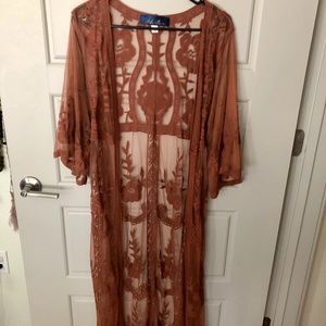 Francescas Burnt Orange Lace Kimono